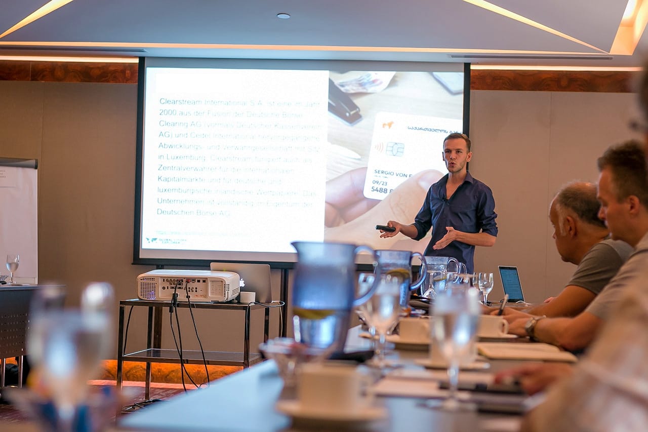 Sergio von Facchin speaking at an event